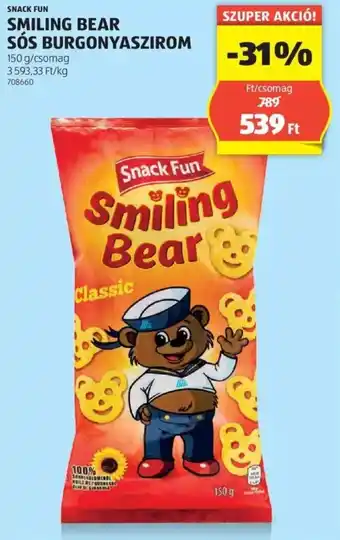 ALDI SNACK FUN SMILING BEAR SÓS BURGONYASZIROM 150g ajánlat
