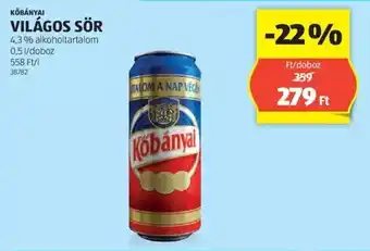 ALDI KŐBÁNYAI VILÁGOS SÖR 0.5l ajánlat