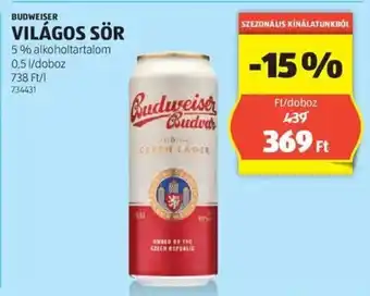 BUDWEISER VILÁGOS SÖR 0.5l