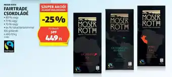 ALDI MOSER ROTH FAIRTRADE CSOKOLÁDÉ 100g ajánlat