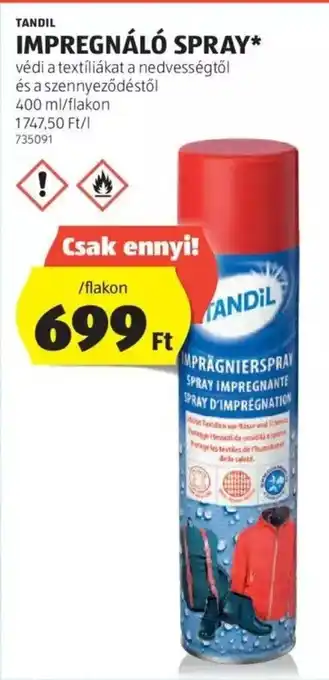 ALDI TANDIL IMPREGNÁLÓ SPRAY 400ml ajánlat