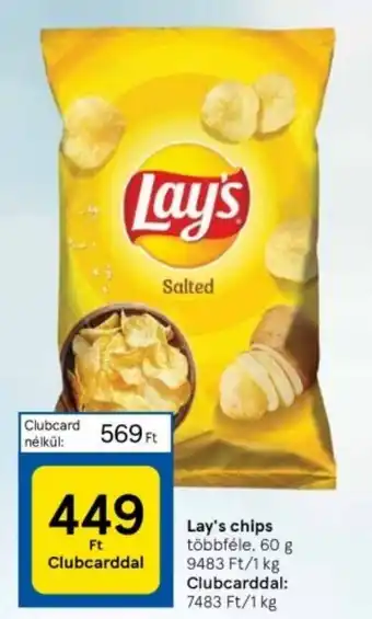 Tesco Lay's chips többféle, 60 g ajánlat