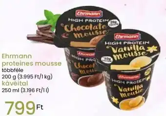 Ehrmann proteines mousse 200g, kávéital 250ml