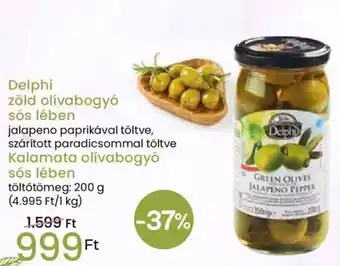 Spar Delphi zöld olívabogyó sós lében, Kalamata olívabogyó sós lében 200g ajánlat