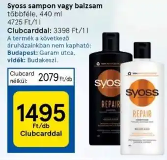 Tesco Syoss sampon vagy balzsam 440ml ajánlat