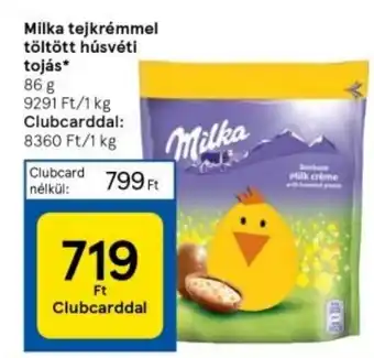Tesco Milka tejkrémmel töltött húsvéti tojás 86g ajánlat