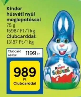 Tesco Kinder húsvéti nyúl meglepetéssel 75g ajánlat