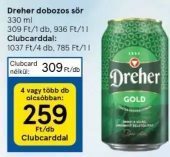 Tesco Dreher dobozos sör 330ml ajánlat