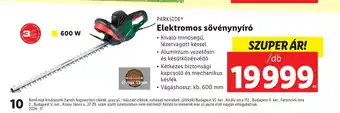 Lidl PARKSIDE Elektromos sövénynyíró ajánlat