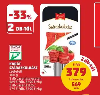 PENNY KARÁT SZÁRAZKOLBÁSZ 100g ajánlat