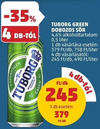 PENNY TUBORG GREEN DOBOZOS SÖR 4,6% 0,5l ajánlat