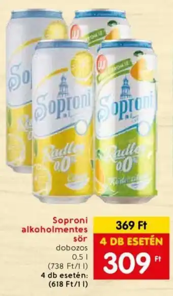 Spar Soproni alkoholmentes sör 0,5l ajánlat