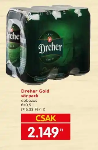 Spar Dreher Gold sörpack 6x0,5l ajánlat