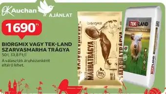 Auchan BIORGMIX VAGY TEK LAND SZARVASMARHA TRÁGYA 50l ajánlat