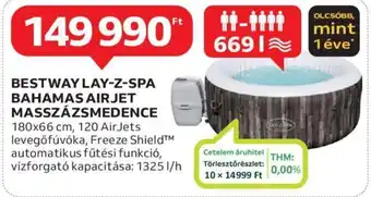 Auchan BESTWAY LAY-Z-SPA BAHAMAS AIRJET MASSZÁZSMEDENCE 180x66 cm ajánlat