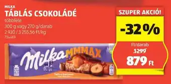 ALDI MILKA TÁBLÁS CSOKOLÁDÉ 300g vagy 270g ajánlat