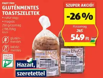ALDI ENJOY FREE GLUTÉNMENTES TOASTSZELETEK 250g ajánlat