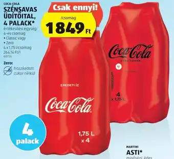 ALDI COCA-COLA SZÉNSAVAS ÜDÍTŐITAL, 4 PALACK 4x1,75l ajánlat