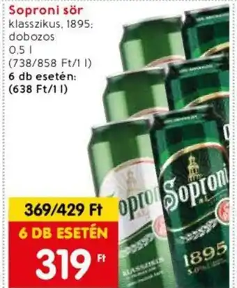 Spar Market Soproni sör 0,5l ajánlat