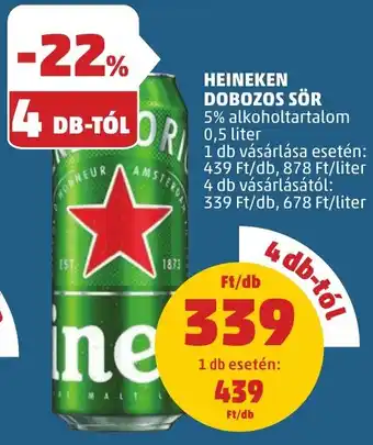 PENNY HEINEKEN DOBOZOS SÖR 5% 0,5l ajánlat