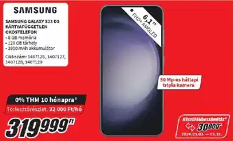 Media Markt SAMSUNG GALAXY S23 DS KÁRTYAFÜGGETLEN OKOSTELEFON ajánlat