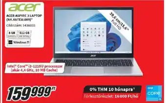 Media Markt ACER ASPIRE 3 LAPTOP ajánlat