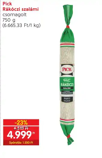 Spar Pick Rákóczi szalámi 750g ajánlat