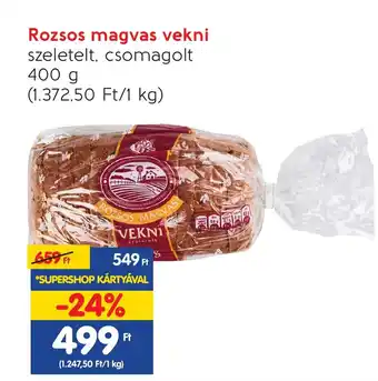Spar Rozsos magvas vekni szeletelt, csomagolt 400g ajánlat
