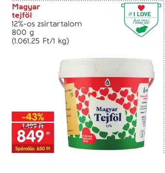 Spar Magyar tejföl 800g ajánlat
