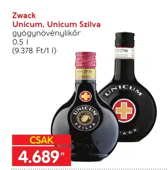 Spar Zwack Unicum, Unicum Szilva gyógynövénylikőr 0,5l ajánlat