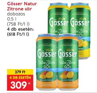 Spar Gösser Natur Zitrone sör 0,5l ajánlat