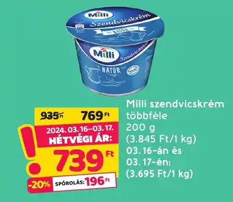 Spar Milli szendvicskrém 200g ajánlat