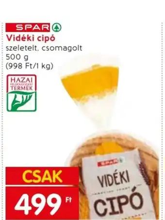 Spar SPAR Vidéki cipó 500g ajánlat