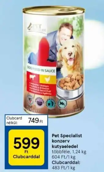 Pet Specialist konzerv kutyaeledel többféle, 1,24 kg