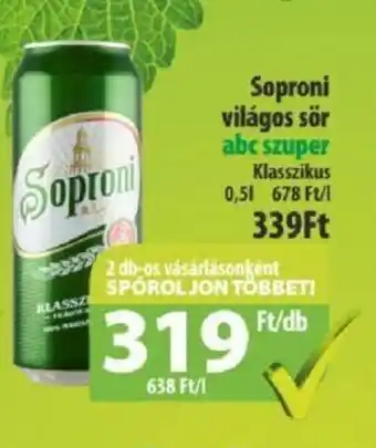 Coop Soproni világos sör 0,5l ajánlat