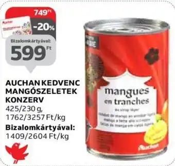 Auchan AUCHAN KEDVENC MANGÓSZELETEK KONZERV 425/230g ajánlat