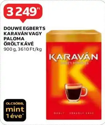 Auchan DOUWE EGBERTS KARAVÁN VAGY PALOMA ÖRÖLT KÁVÉ 900g ajánlat