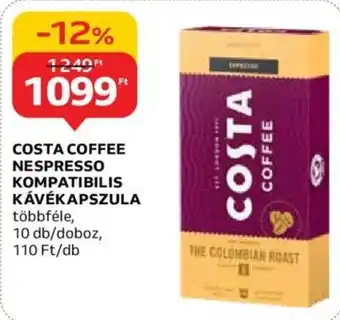 Auchan COSTA COFFEE NESPRESSO KOMPATIBILIS KÁVÉKAPSZULA 10 db/doboz, ajánlat