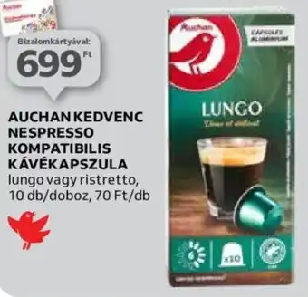 Auchan AUCHAN KEDVENC NESPRESSO KOMPATIBILIS KÁVÉKAPSZULA 10 db/doboz ajánlat