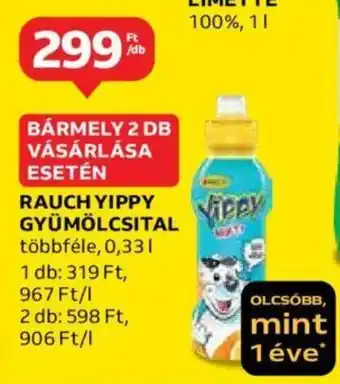 Auchan RAUCH YIPPY GYÜMÖLCSITAL 0.33l ajánlat