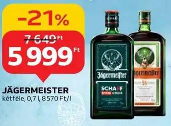 Auchan JÄGERMEISTER kétféle, 0,7l ajánlat