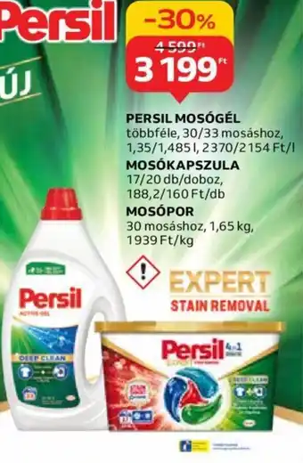 Auchan PERSIL MOSÓGÉL többféle, 30/33 mosáshoz, MOSÓKAPSZULA 17/20 db/doboz, MOSÓPOR 30 mosáshoz, 1,65 kg ajánlat