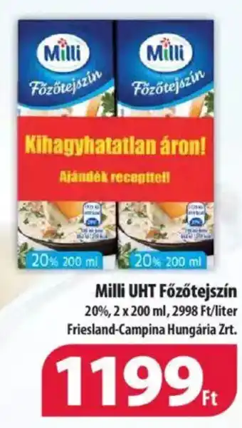 Coop Milli UHT Főzőtejszín 20%, 2 x 200 ml ajánlat