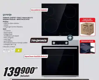 Media Markt gorenje GORENJE JUMPSET 738881 (738418+802173) KERÁMIA FŐZŐLAP + BEÉPÍTHETŐ SÜTŐ ajánlat