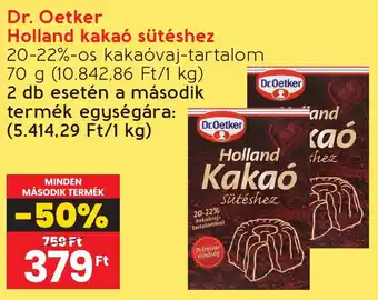 Spar Dr. Oetker Holland kakaó sütéshez 70g ajánlat