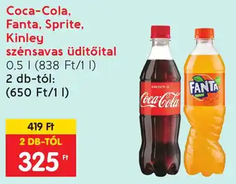 Spar Coca-Cola, Fanta, Sprite, Kinley szénsavas üdítőital 0,5l ajánlat