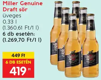 Spar Miller Genuine Draft sör 0,33l ajánlat