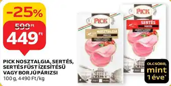 Auchan PICK NOSZTALGIA, SERTÉS, SERTÉS FÜST ÍZESÍTÉSŰ VAGY BORJÚPÁRIZSI 100g ajánlat