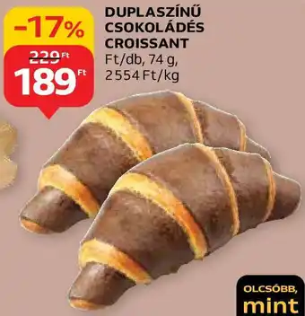 Auchan DUPLASZÍNŰ CSOKOLÁDÉS CROISSANT 74g ajánlat