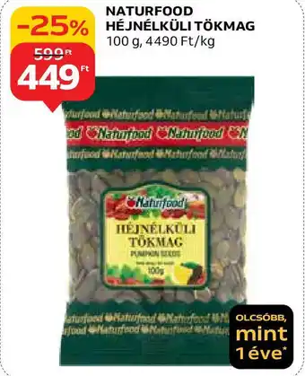 Auchan NATURFOOD HÉJNÉLKÜLI TÖKMAG 100g ajánlat